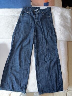 rag & bone Dark Blue Wide-Leg Jeans